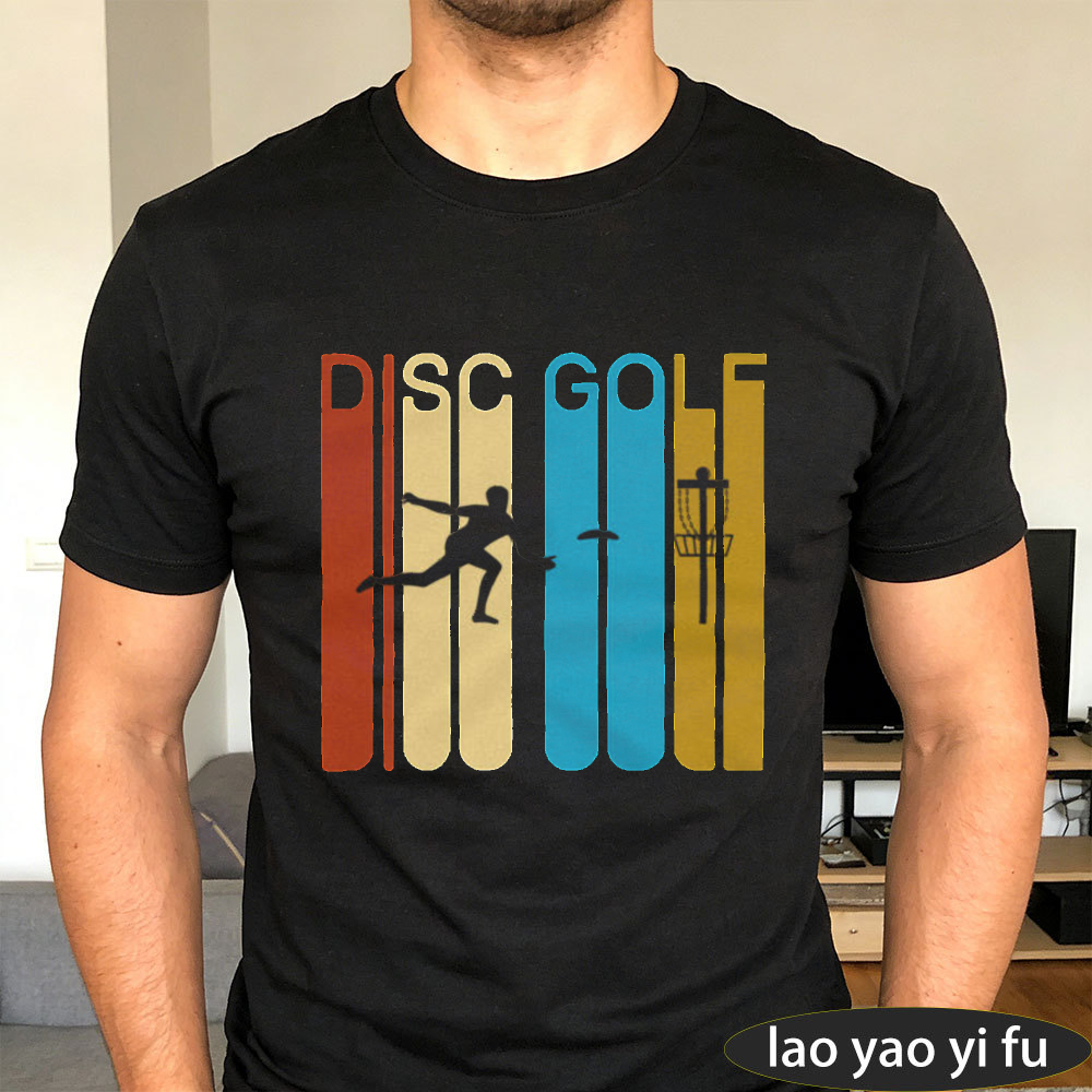 Outdoor Sport Hobbies - ディスクゴルフ ヴィンテージ レトロ ストライププリント メンズ Tシャツ