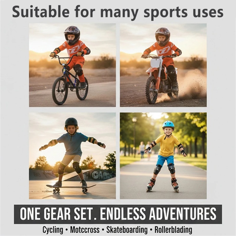 落下防止子供用膝肘パッドセット、調節可能なモトクロス安全ガー - Mtb Elbow Pad のレビューと価格